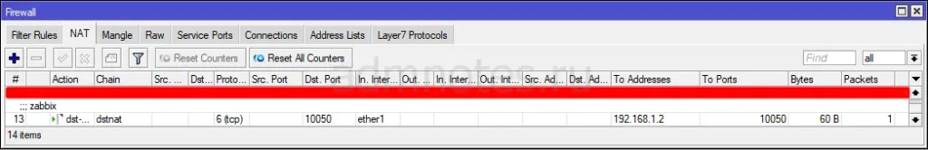 Добавляем проброс порта в Mikrotik для подключения к Zabbix-агенту на Ubuntu